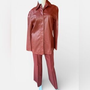 Insane 70’s Vintage YSL Rive Gauche leather jacket + Wool trouser set SZ 38